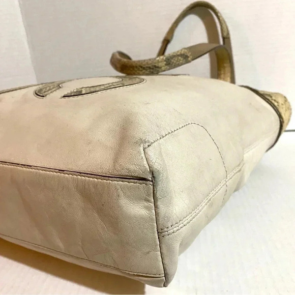 Coach cream leather/Python tote handbag - Picture 11 of 11